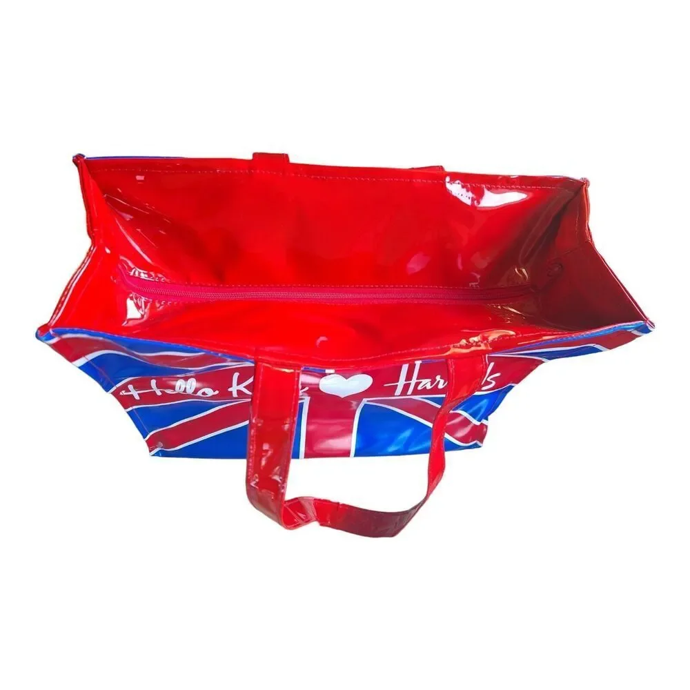 Harrods Large Hello Kitty British Flag Rare Zip Tote Shoulder Bag Sanrio NWOT